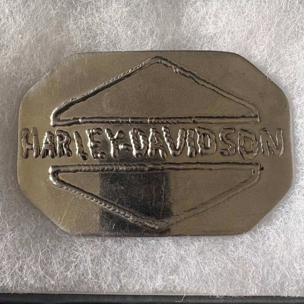 Vintage Harley Davidson Belt Buckle Silver Tone Welded Bar & Shield Logo Octagon